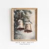 Tranh treo tường, tranh Giáng sinh mùa đông trang trí, Christmas Bells Print | Vintage Holiday Wall Art | Christmas Jingle Bells Painting | Antique Winter Wall Decor | Farmhouse Christmas Decor