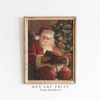 Tranh treo tường, tranh Giáng sinh mùa đông trang trí, Christmas Printable Art | Vintage Santa Claus Print | Santa Reading Wall Art | Antique Christmas Wall Decor | Winter Holiday Decoration