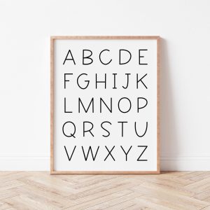 Tranh treo tường, tranh hiện đại trang trí phòng bé, Minimalist ABC Print: Scandinavian Nursery Art
