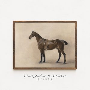 Tranh treo tường, tranh cổ điển trang trí, Vintage Horse Painting | Hunter Equestrian Decor | Neutral Tone #62