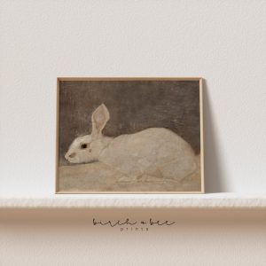 Tranh treo tường, tranh động vật trang trí phòng bé, Vintage Rabbit Print | Neutral Nursery Wall Art | Animal Nursery Prints #162