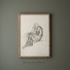 Tranh treo tường, tranh hiện đại trang trí phòng bé, Mother and Child Vintage Sketch | Neutral Nursery Line Art | Minimalistic Nursery Print #254