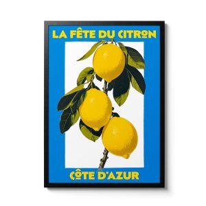 Tranh treo tường, tranh hiện đại trang trí, La Fete du Citron, Fruit Market Poster, Minimalist Print Abstract Art Exhibition, Mid Century Modern, France Travel Home Wall Art Decor