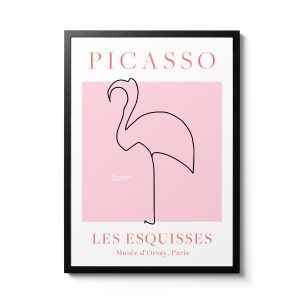 Tranh treo tường, tranh chân dung hiện đại trang trí, Flamingo Pink & White - Pablo Picasso, Fine Art Print, Line Art Wall Art, Famous Painting Home Decor, Modern Art Gift Idea