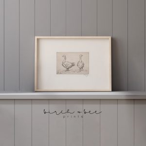 Tranh treo tường, tranh cổ điển trang trí phòng bé, Vintage Duck Sketch Print: Neutral Nursery Wall Art