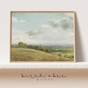 Tranh treo tường, tranh phong cảnh cổ điển trang trí, Vintage Landscape Painting | Country Landscape Art Print