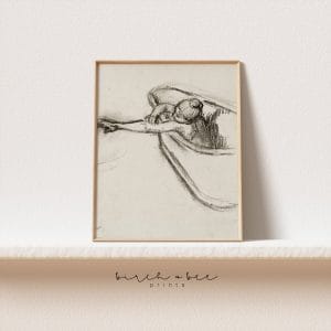 Tranh treo tường, tranh chân dung cổ điển trang trí, Bathing Woman Drawing| Bathroom Decor | Vintage Sketch Art #217
