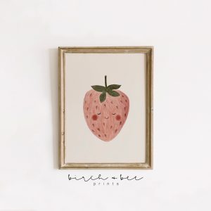 Tranh treo tường, tranh trang trí phòng bé, Strawberry Art | Fruit Nursery Print | Nursery Wall Art | MAILED ART PRINT #299