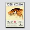 Tranh treo tường, tranh phong cảnh động vật trang trí, Toshi Yoshida Tiger Print, Traditional Japanese Woodblock Wall Art, Animal Nature Decor, Perfect Gift Idea