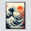 Tranh treo tường, tranh phong cảnh biển trang trí, Great Wave Poster, Wave and Mount Fuji Print, Japanese Cartoon Style Wall Art, Anime Sea Landscape Decor, Ukiyo-e Illustration Gift
