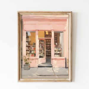 Tranh treo tường, tranh trang trí, Library Poster | Pastel Academia | New York Print | 1950s Aesthetic | Soft Girl Aesthetic | Reading Posters | Preppy Room Decor