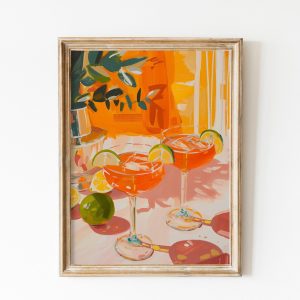 Tranh treo tường, tranh đồ uống trang trí, Aperol Spritz Poster | Cocktail Print | Print | Preppy Wall Art | Girly Pink Aesthetics | Bar Cart Art | Downtown Girl