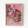 Tranh treo tường, tranh động vật trang trí phòng bé, Instant Cowgirl Boot Print Western Aesthetic Nursery Printable Country Dorm Room Wall Art Disco Ball Decor Disco Print Soft Pink