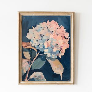 Tranh treo tường, tranh hoa cổ điển trang trí, Hydrangea Painting | Vintage Flower Print | Dark Moody Antique Botanical Art Printable | Coquette Room Decor | Hydrangeas Art | Danish Art