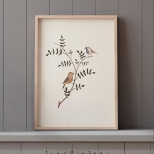 Tranh treo tường, tranh động vật trang trí phòng bé, Vintage Bird Illustration Art Print: Nursery Wall Decor