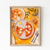 Tranh treo tường, tranh nhà bếp cổ điển trang trí, Pizza Party Art Print: Retro Kitchen Wall Decor (Instant )