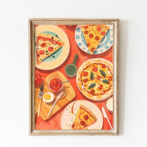 Tranh treo tường, tranh nhà bếp trang trí, Pizza Party Printable Food Poster Instant | Kitchen Wall Art | Gift for Pizza Lovers and Foodies | Italy Cuisine Print | Picnic Art