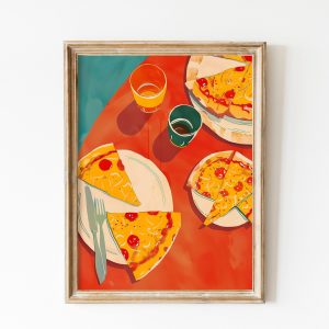 Tranh treo tường, tranh nhà bếp trang trí, Pizza Party Printable Food Poster Instant | Kitchen Wall Art | Gift for Pizza Lovers and Foodies | Italy Cuisine Print | Picnic Art