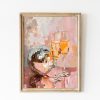 Tranh treo tường, tranh đồ uống trang trí, Champagne Mirrorball Poster, Hot Pink Preppy Wall Art, Champagne Soft Pink Disco Ball Print, Y2K Home Decor, Bar Cart Print