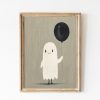 Tranh treo tường, tranh hiện đại trang trí phòng bé, Cute Ghost Printable, Minimalist Halloween Decor Ghost Art Print Halloween nursery Cute spooky Cute Halloween Creature Print Kids Room Decor