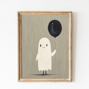 Tranh treo tường, tranh hiện đại trang trí phòng bé, Cute Ghost Printable, Minimalist Halloween Decor Ghost Art Print Halloween nursery Cute spooky Cute Halloween Creature Print Kids Room Decor