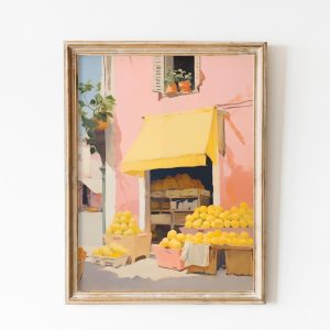 Tranh treo tường, tranh phong cảnh nhà bếp trang trí, Retro Lemons & Fruits Art: Vintage Mediterranean Wall Art, Kitchen Decor, Summer Theme, Farmhouse Poster