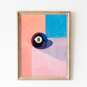 Tranh treo tường, tranh cổ điển trang trí, 8 Pool Ball Print, Pink Lucky Me Poster, Trendy Retro Wall Art, Y2K Room Decor, Girly College Dorm Aesthetic, Gift Billiard Print 70s