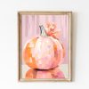 Tranh treo tường, tranh trang trí, Mirrorball Pumpkin with Bow Poster, Halloween Hot Pink Wall Art, Printable Art, Soft Pink Pumpkin Disco Ball Preppy Stuff Y2K Dopamine Decor