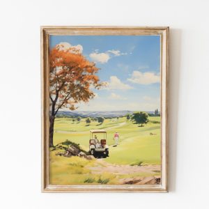 Tranh treo tường, tranh hiện đại cổ điển trang trí, Golf Poster Printable, Retro Golf Cart Art, Gift for Golf Players, Minimalist Golf Poster, Boys Room Decor, Father's Day Gift, Gift for him