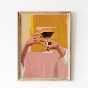Tranh treo tường, tranh đồ uống trang trí, Espresso Martini Friendship Poster Gift, Elegant Girly College Dorm Room Decor, Hands Cocktail Painting Poster Cocktail Prints