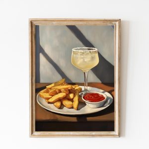 Tranh treo tường, tranh đồ uống nhà bếp trang trí, French Fries Print, Retro Cocktail Poster, Dining Wall Art, Alcohol Poster, Bar Cart Wall Art Vintage Kitchen Decor, kitchen+bar printed
