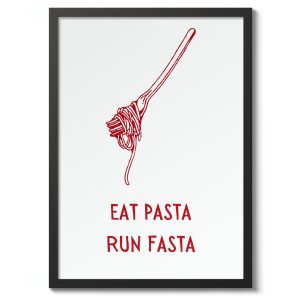 Tranh treo tường, tranh nhà bếp trang trí, Eat Pasta, Run Fasta Print, Food Art Poster, Italian Wall Art Decor, Kitchen Print, Gift