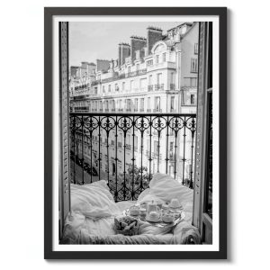 Tranh treo tường, tranh hiện đại trang trí, Parisian Balcony Print, Modern Black & White Poster, Photography Wall Art Decor, Paris City Theme