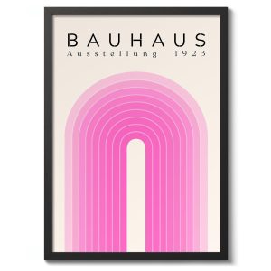 Tranh treo tường, tranh hiện đại trang trí, Pink Arches Mid-Century Graphic Print, Bauhaus Arch Poster, Abstract Wall Art Decor, Geometric Shapes Gift