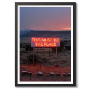 Tranh treo tường, tranh hiện đại trang trí, This Must Be The Place Print, Neon Poster, Modern Photography Wall Art, Red Decor, Gift