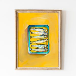 Tranh treo tường, tranh nhà bếp biển trang trí, Sardines Art, Kitchen Print, Sardines Tin Wall Art, Dining Room Decor, Retro Food, Vintage Kitchen Decor, Fish Poster, Trendy Seafood Art