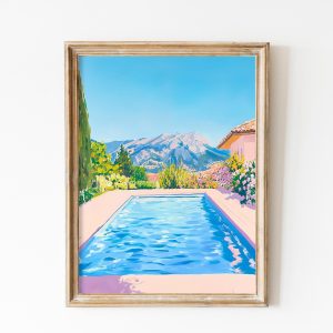 Tranh treo tường, tranh cổ điển trang trí, Retro Palm Springs Swimming Pool Wall Art, Minimalist Summer Print, Coquette Room Decor, Print, Summer Girly Preppy Dorm Decor