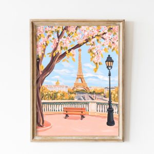 Tranh treo tường, tranh chân dung trang trí, Eiffel Tower Print, Artful Paris Printful, Soft Pink France Travel Painting, Chic Romantic Paris Print, French Decor, Paris Wall Arte Print