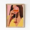 Tranh treo tường, tranh chân dung đồ uống trang trí, Retro Woman Wine Portrait: Elegant Bar Cart Print ()