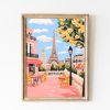 Tranh treo tường, tranh chân dung trang trí, Eiffel Tower Print, Artful Paris Printful, Soft Pink French Restaurant Painting, Chic Romantic Paris Print, French Decor, Paris Wall Arte