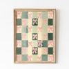 Tranh treo tường, tranh trang trí phòng bé, Sage Green Checkered Print with Bows, Girly Coquette Aesthetic, Pastel Gingham Wall Art Pink Nursery, Balletcore Printable