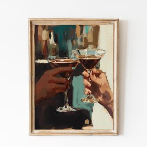Tranh treo tường, tranh đồ uống trang trí, Espresso Martini Friendship Poster Gift, Elegant Girly College Dorm Room Decor, Hands Cocktail Painting Poster Cocktail Prints
