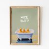 Tranh treo tường, tranh mùa đông trang trí, Sage Green Nice Butt Art Print, Bathroom Printable Poster, Cute Rubber Ducks Poster Y2K Decor, Funny Poster, Bath Decor Cute Toilet Poster
