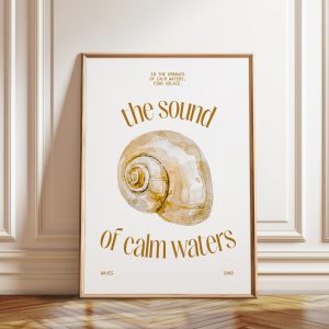 Tranh treo tường, tranh biển trang trí, Seashell Watercolor Art Print: Coastal Home Decor