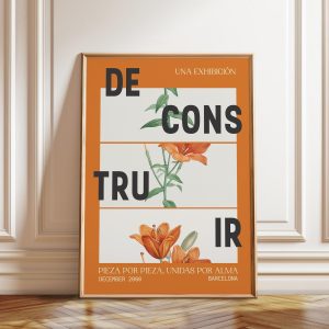 Tranh treo tường, tranh hoa hiện đại trang trí, Abstract Floral Art Print: Barcelona Exhibition Poster