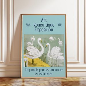 Tranh treo tường, tranh chân dung trang trí, Swan Art Print: 1996 Paris Romantic Exhibition Poster