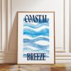 Tranh treo tường, tranh biển trang trí, Coastal Breeze Art Print: Blue Watercolor Waves, Serene Wall Decor
