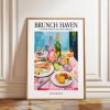 Tranh treo tường, tranh mùa đông trang trí, French Riviera Brunch Art Print: Colorful Dining in Nice