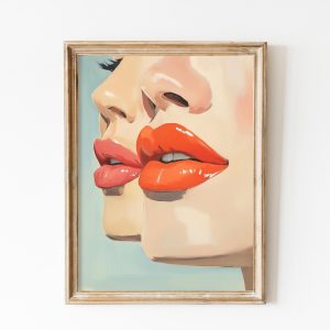 Tranh treo tường, tranh cổ điển trang trí, Red Lips Wall Art, Feminine Energy Printable , Friendship Poster, Sensual Painting, Retro Wall Art, Trendy Wall Art Girly Dorm Decor