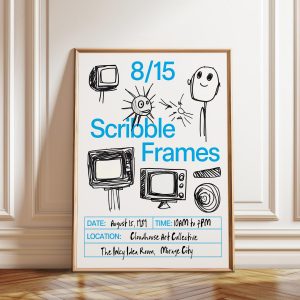 Tranh treo tường, tranh cổ điển trang trí, Retro TV Doodle Art Print: Scribble Frames Poster